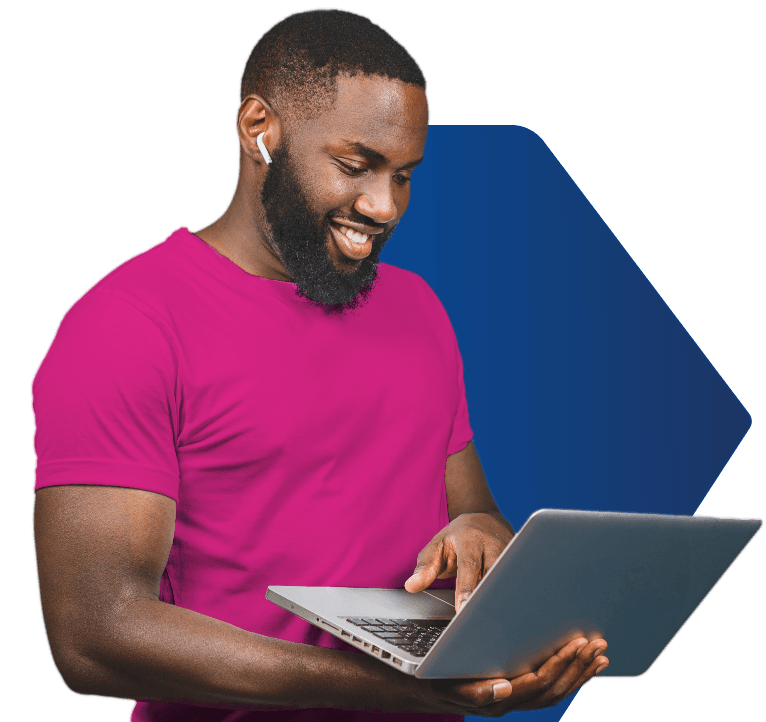 Smiling professional with laptop